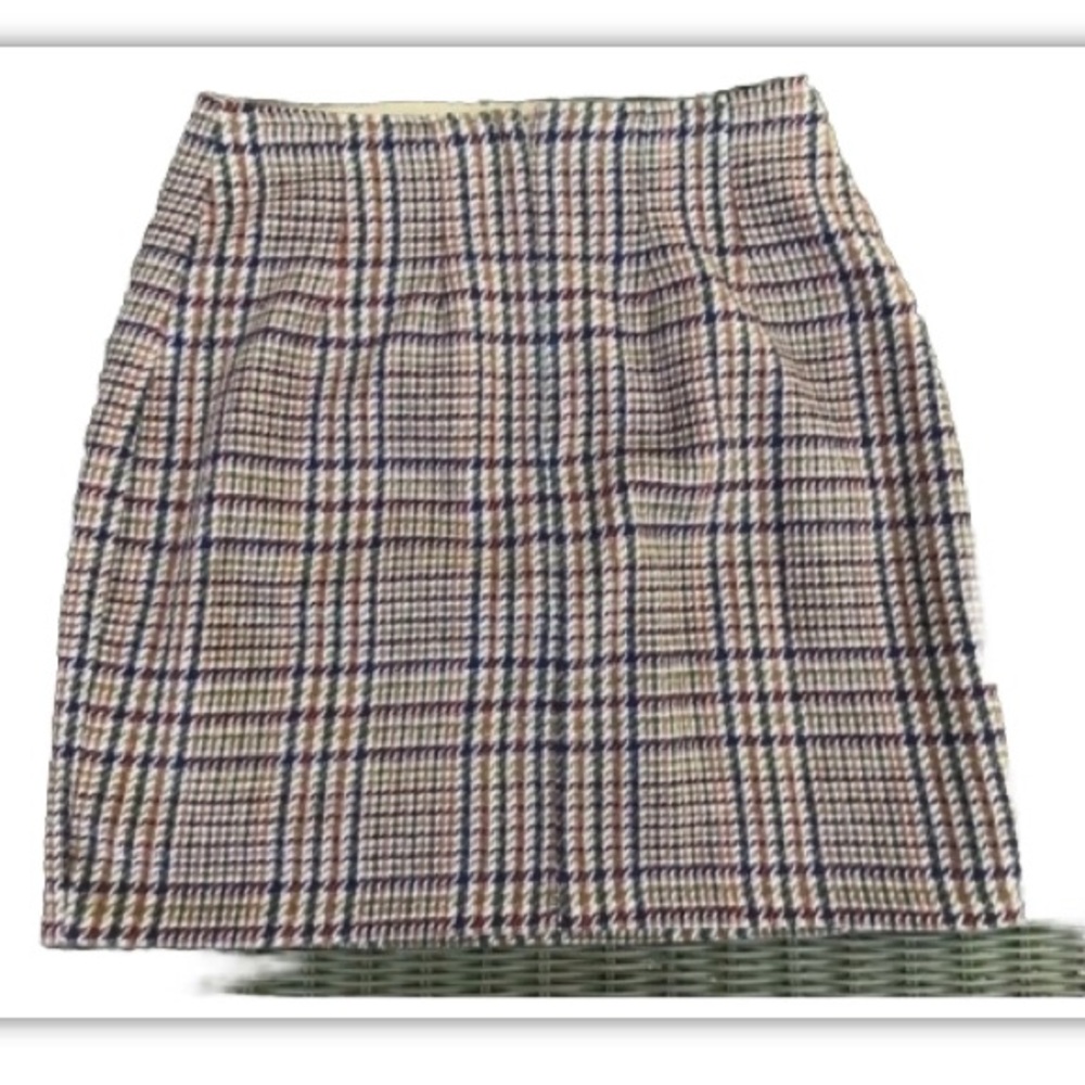 Hugo Buscati MILANO Lined Skirt Herringbone Tweed Brown Women Sz 4 26” Wst 17”L